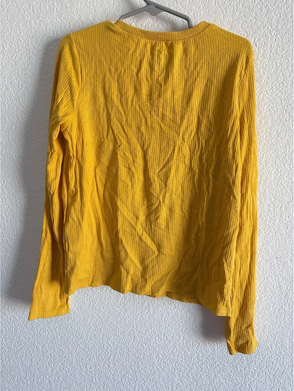 American Eagle Kids Long Sleeve Ribbed Henley Shirt Size 10 (8-9Y) Yellow